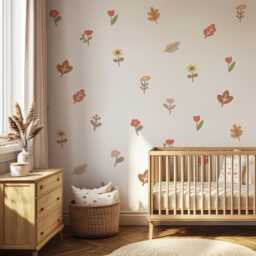 Boho Floral Flower Wall Stickers Nursery & Kids Room Decor Ideas - thumbnail 1