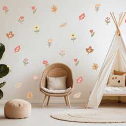 Boho Floral Flower Wall Stickers Nursery & Kids Room Decor Ideas - thumbnail 2