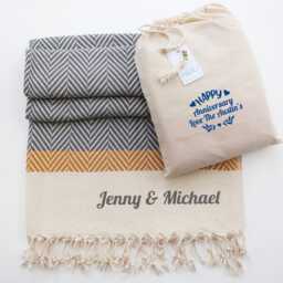 Cotton Throw Blanket - Chevron Sofathrow Gift For Her 2nd Anniversary Personalised Gift - thumbnail 4