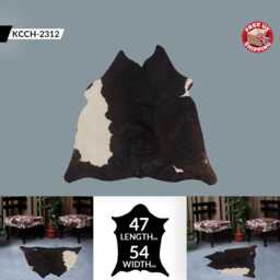 Versatile Medium Cowhide Accent - Brown & White Premium Hair-On Leather Rug - thumbnail 2