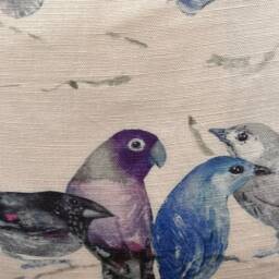 Chivasso Birds Of Paradise Luxury Designer Fabric Sofa Cushion Pillow Cover Blue Lilac Grey Linen - thumbnail 2