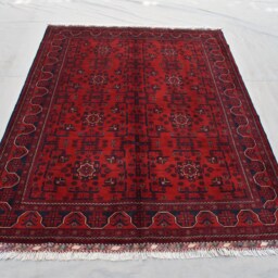 Handmade Afghan Bukhara Wool Rug Red Rug For Home - 6.9 X 5.0 Ft - thumbnail 2