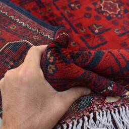 Handmade Afghan Bukhara Wool Rug Red Rug For Home - 6.9 X 5.0 Ft - thumbnail 4