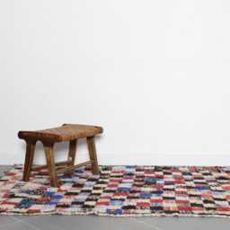 "Handmade Moroccan Boucherouite Rug Colorful Checkered Recycled Textile Carpet - 10'2"" X 4'5" - thumbnail 2