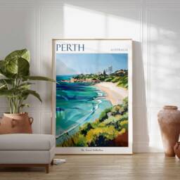 Perth Australia Travel Poster Coastal Beach Art Print - thumbnail 2