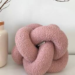 Pink Boucle Ball Pillow, Decorative Sphere Cushion, Round Textured Throw Pillow Scandinavian Minimalist Home Decor - thumbnail 2