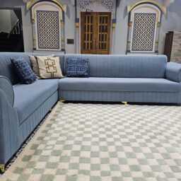 Handwoven Wool Checkered Rug, Grey & White Checkerboard Runner - thumbnail 2