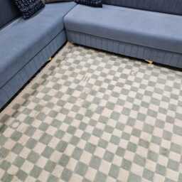 Handwoven Wool Checkered Rug, Grey & White Checkerboard Runner - thumbnail 4