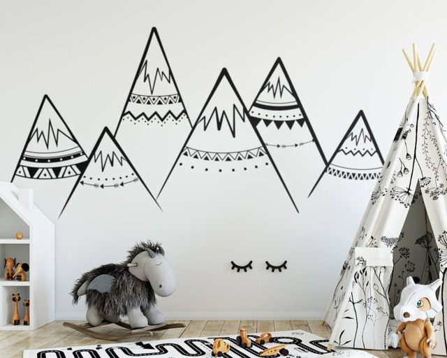 Tribal Mountains Wall Decal - Mountain Decal, Woodland Nursery, Decals, Nursery - image 1