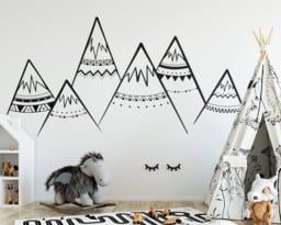 Tribal Mountains Wall Decal - Mountain Decal, Woodland Nursery, Decals, Nursery - thumbnail 1