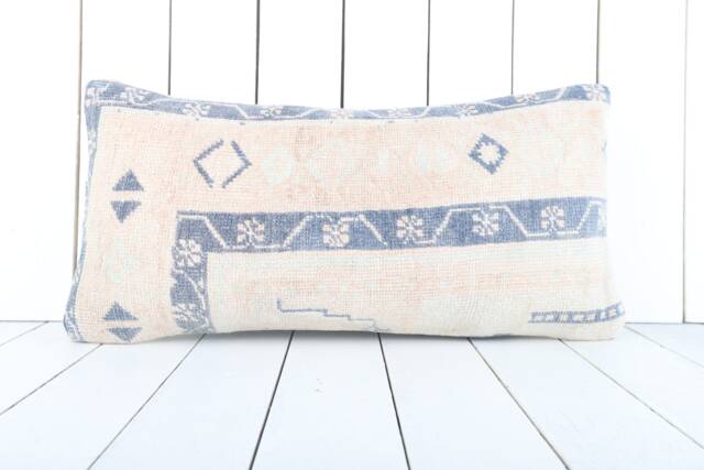 Lumbar Kilim Pillow Cover 12x24 Handmade Turkish Boho Decor - image 1