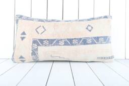 Lumbar Kilim Pillow Cover 12x24 Handmade Turkish Boho Decor - thumbnail 1