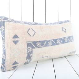 Lumbar Kilim Pillow Cover 12x24 Handmade Turkish Boho Decor - thumbnail 2