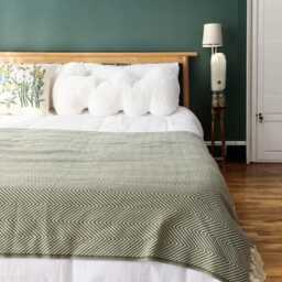 Herringbone Woven Wool Blanket With Tassels - thumbnail 3