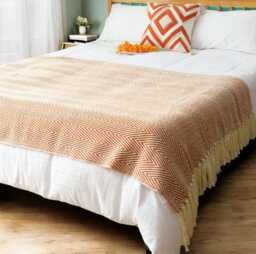 Herringbone Woven Wool Blanket With Tassels - thumbnail 1