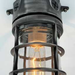 Vintage Industrial Caged Flush Mount Ceiling Light - Nautical Style Lamp - thumbnail 2