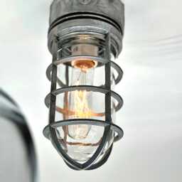 Vintage Industrial Caged Flush Mount Ceiling Light - Nautical Style Lamp - thumbnail 4