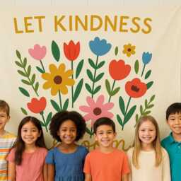 Kindness Bloom Tapestry Floral Classroom Decor, Positive Affirmation - thumbnail 3
