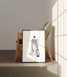 Border Collie Wall Art - Drawing, Dog Lovers Gift, Drawing, Poster, Print, Customisable Colour - thumbnail 1