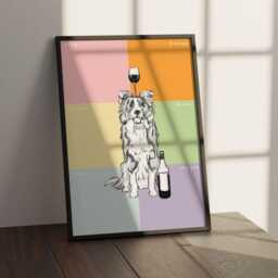Border Collie Wall Art - Drawing, Dog Lovers Gift, Drawing, Poster, Print, Customisable Colour - thumbnail 2