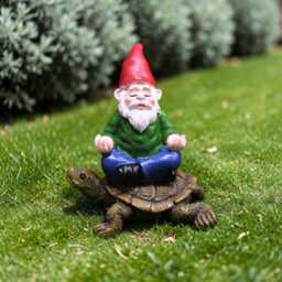 Yoga Garden Gnome Meditation Turtle Statue, Zen Decor, Outdoor Fantasy Yard Art, Quirky - thumbnail 2