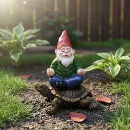 Yoga Garden Gnome Meditation Turtle Statue, Zen Decor, Outdoor Fantasy Yard Art, Quirky - thumbnail 3