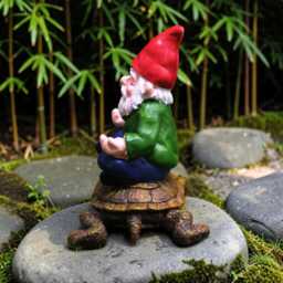 Yoga Garden Gnome Meditation Turtle Statue, Zen Decor, Outdoor Fantasy Yard Art, Quirky - thumbnail 4