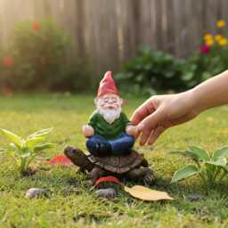 Yoga Garden Gnome Meditation Turtle Statue, Zen Decor, Outdoor Fantasy Yard Art, Quirky - thumbnail 1