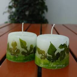 Handmade Linden Scented Candles With Green Leaves, Set Of 2 - thumbnail 2