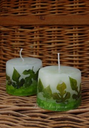 Handmade Linden Scented Candles With Green Leaves, Set Of 2 - thumbnail 1
