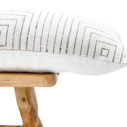 Extra Long Lumbar Pillow Cover, Cream White Mudcloth Pillow, Bolster Cover 14x42, & Grey Mudcloth, Farmhouse Pillow - thumbnail 3