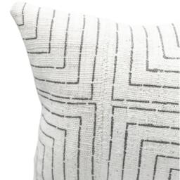 Extra Long Lumbar Pillow Cover, Cream White Mudcloth Pillow, Bolster Cover 14x42, & Grey Mudcloth, Farmhouse Pillow - thumbnail 2