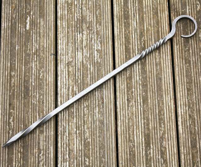 Hand Forged Fire Poker Twisted Steel Diamond Point Fireplace Tool - image 1