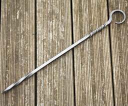 Hand Forged Fire Poker Twisted Steel Diamond Point Fireplace Tool - thumbnail 1