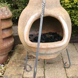 Hand Forged Fire Poker Twisted Steel Diamond Point Fireplace Tool - thumbnail 4
