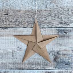 Big Origami Paper Star, Neutral Home Decorations, 19cm Diameter, Eco Friendly Wall Decor, Modern Rustic Scandi, Large Recycled Star - thumbnail 3