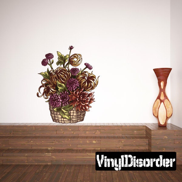 Floral Bouquet Flower Wall Decal - Fabric Vinyl Removable & Reusable Floralbouquetsuscolor010Et