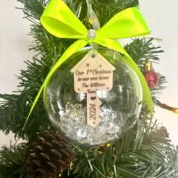 Personalised Bauble , Tree Bauble Decoration Our New Home, Christmas Gift Plastic - thumbnail 3