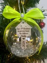 Personalized Our New Home Christmas Bauble, Plastic Tree Decoration