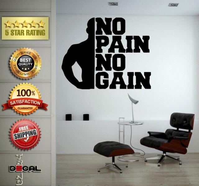 No Pain Gain Lifting Weights Training Gym Athletics Body Building Physical Education Gymnasium Wall Vinyl Sticker Mural Room Decor L1794 - image 1