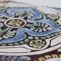 12 Rustic Relief Ceramic Tiles Coastal Wall Sculpture, Matt Blue - 20cm/7.9 - thumbnail 3