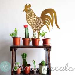 Rooster Vinyl Wall Decal, Farmhouse Kitchen Decor, Rustic Country Style - thumbnail 1