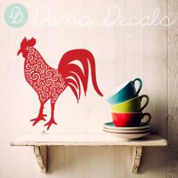 Rooster Vinyl Wall Decal, Farmhouse Kitchen Decor, Rustic Country Style - thumbnail 2