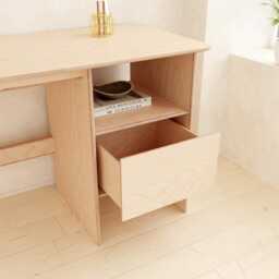 Minimalist Birch Plywood Desk - Large Scandinavian Home Office Table Handmade Writing Study Desk With Storage Drawers - thumbnail 3