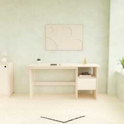 Minimalist Birch Plywood Desk - Large Scandinavian Home Office Table Handmade Writing Study Desk With Storage Drawers - thumbnail 4