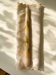 Mimosa Branches Hand Painted Dinner Candle - Tapered Candle Autumn Candles - thumbnail 1