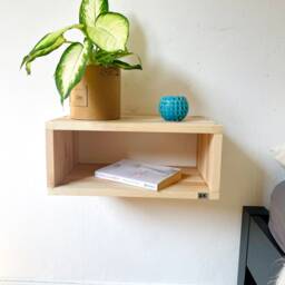 Floating Bedside Table Made Of Solid Wood, Hanging Bed Shelf, Cabinet - thumbnail 4