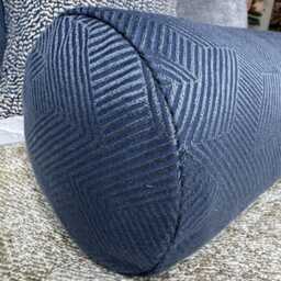 "Navy Geometric Bolster Cushion - 16""x6" - thumbnail 2