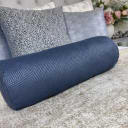"Navy Geometric Bolster Cushion - 16""x6" - thumbnail 4
