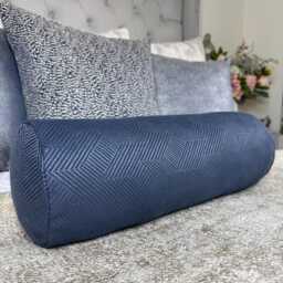 "Navy Geometric Bolster Cushion - 16""x6" - thumbnail 1